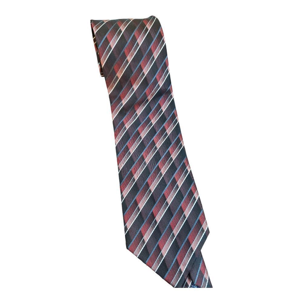 John Ashford mens neck tie red blue long tie hand‎ made NWT